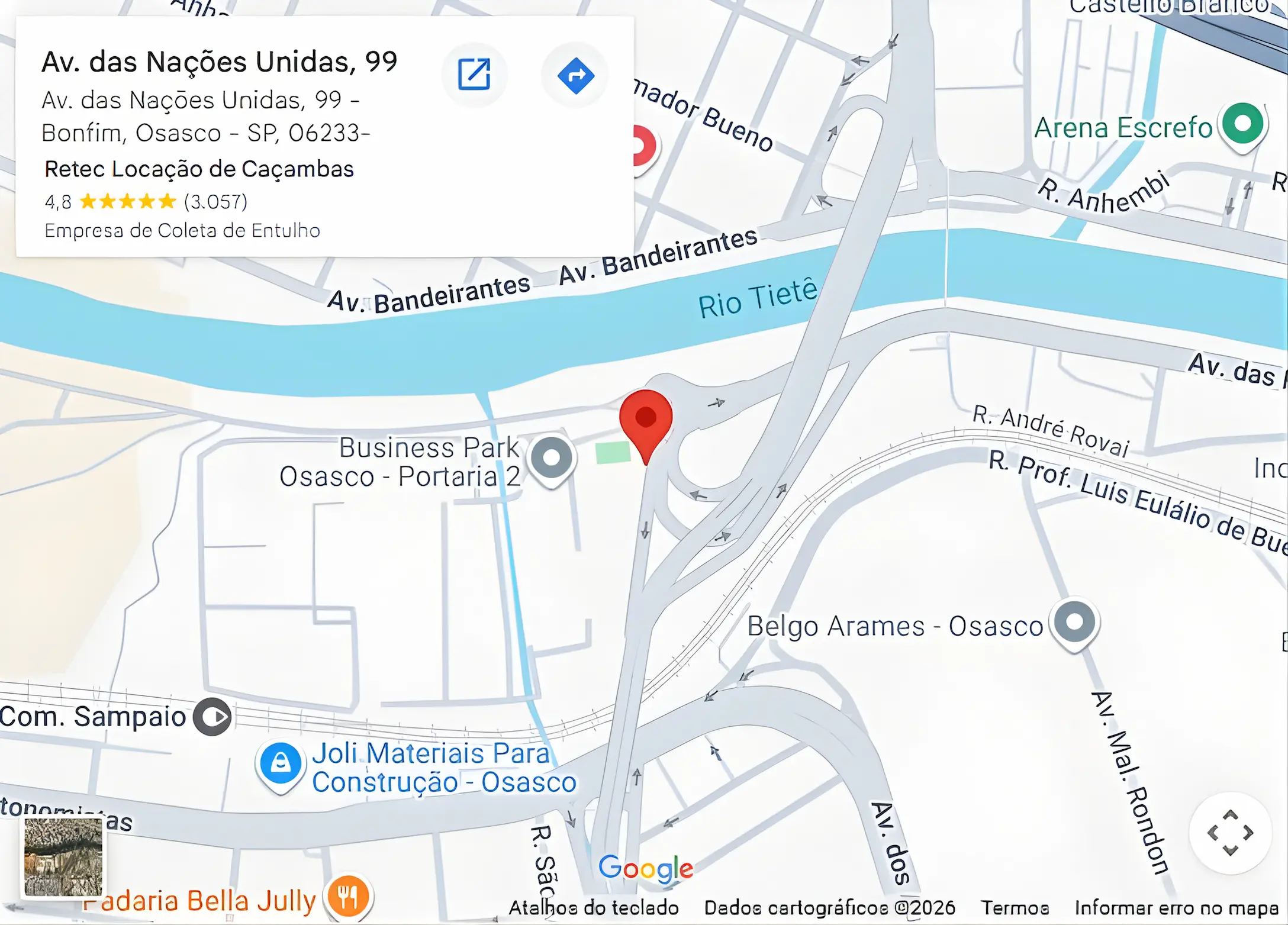 Mapa de atendimento RETEC SP em São Paulo e Osasco